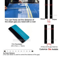 2x 6cm x 198cm DIY Black Racing Stripes Car Hood Vinyl Line Sticker Body Decals