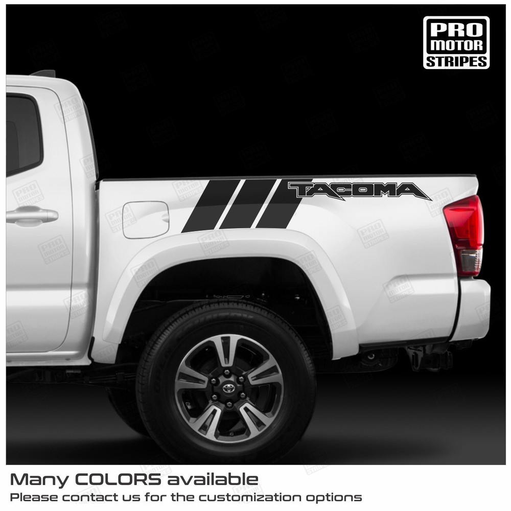Toyota Tacoma 2005-2026 Hash Lettering Side Bed Decals Stripes (Choose Color)