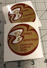 Strange Engineering Axle Decal Gold Metallic 1970’s 2 5/8″ Set of 2
