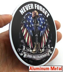 ALUMINUM VETERAN Fallen Heroes Stickers Military Decals Car Emblem 3.5″