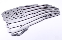 Distressed American Flag Decal Emblem – Polished Stainless Steel (9″ x 5.5″)