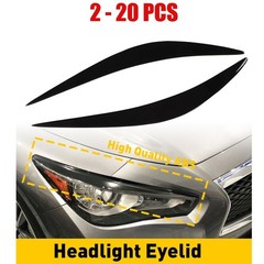 2-20 Headlight Eyebrows Eyelid Trim Cover Gloss Black For 2014-2021 Infiniti Q50