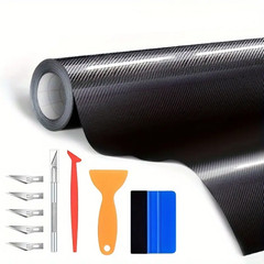 Carbon Fiber Vinyl Wrap 3D w Car Vinyl Wrap Tool Kit Self Adhesive Car Wrap Film