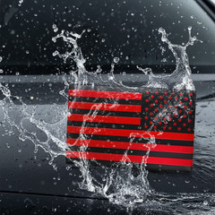Embossed 3D Metal All Black and Red American Flag Emblem Decal Stickers 1 Pair