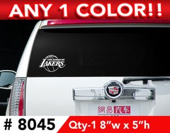 LA LAKERS w/ Ball LARGE DECAL STICKER 8″w x 5″h ANY 1 COLOR