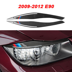 Carbon Fiber Headlight Eyelids Eyebrow Cover Trim For BMW 3 Series E90 2005-2012