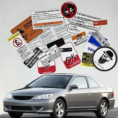Honda Civic Ex Es7 2000-2005 Restoration Warning Caution Engine Stickers Labels