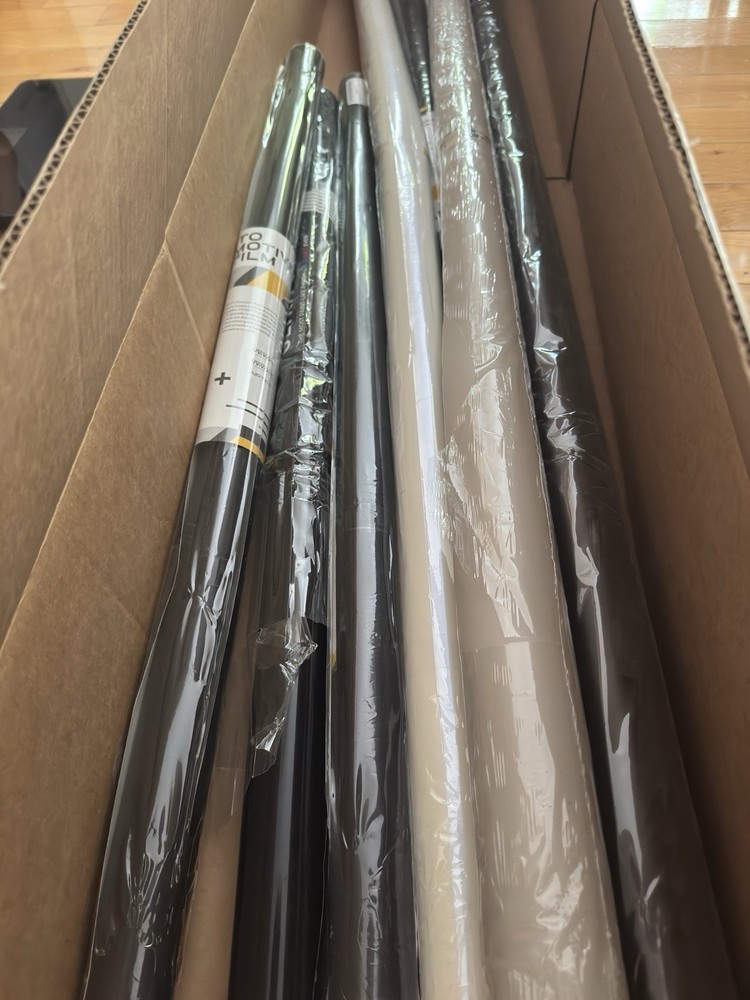 Lot 7 Rolls VVIVID+ Auto Vinyl Wrap, Demon Black Matte, Pearl White, Rally Beige