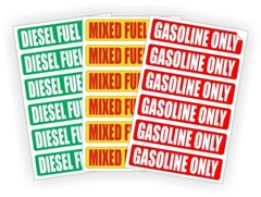 6-pack DIESEL / MIXED FUEL / GASOLINE ONLY Vinyl Stickers Decals Truck Gas Can