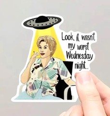Funny SNL Abduction Skit – Diecut, Full Color Mini Vinly Decal Sticker 2.75″x2