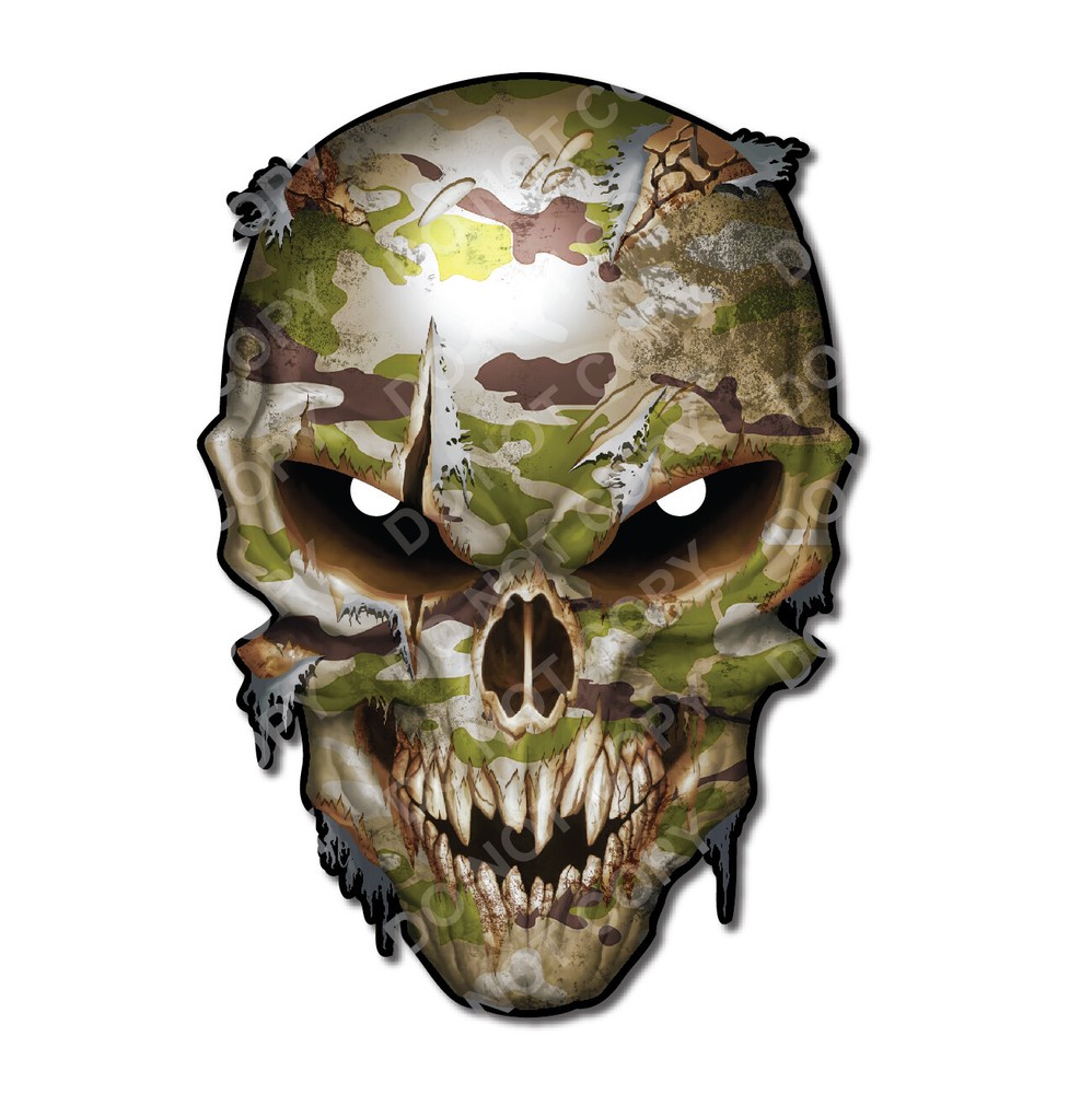 Camouflage Military Army Skull Thin Green Line Decal Sticker 3M Sticker