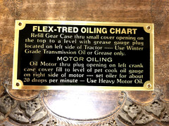 Vaughans Flex-Tred Tractor Oiling Chart Data Plate ACID ETCHED Brass