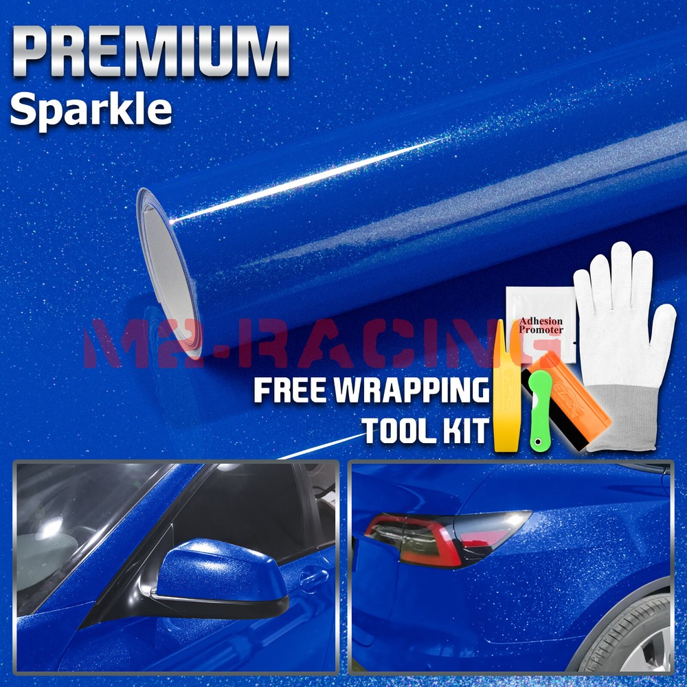 Sparkle Royal Blue Gloss Glitter Auto Car Vinyl Wrap Sticker Decal Sheet Film