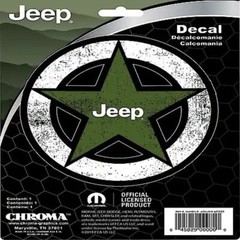 Jeep Military Star in a Circle Decal – Green on White w Black Ring – 5″ Diameter