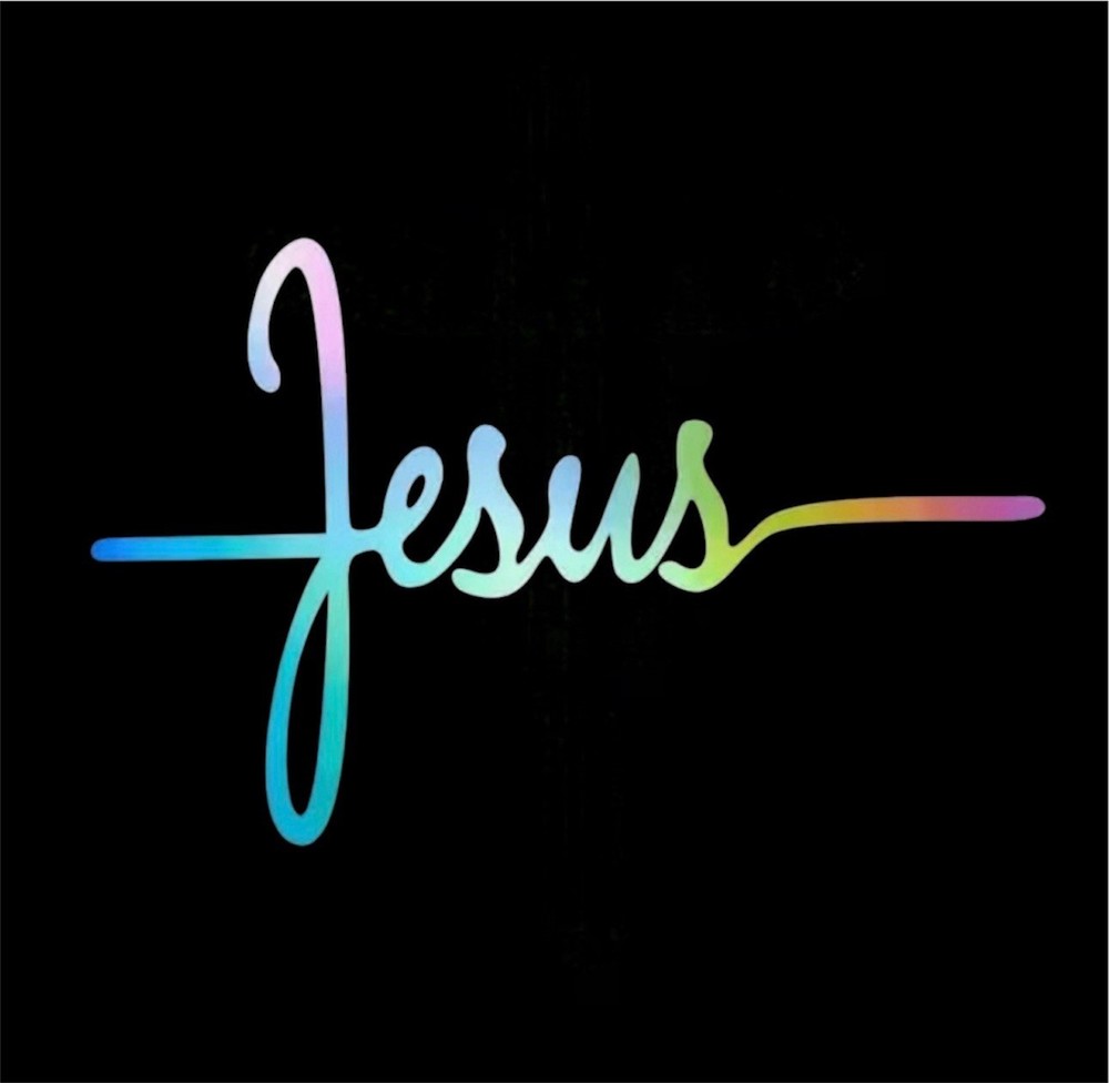 RAINBOW MULTICOLOR JESUS 8” INCH Vinyl Sticker Decal Christian God Faith Saved