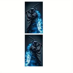 2-Piece Blue Ninja Killer Car Pillar Sticker Waterproof and Scratch Resistant