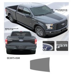“Route” Hood Stripe Ford F-150 2015 and up Vinyl Graphics Kit – Metallic Silver
