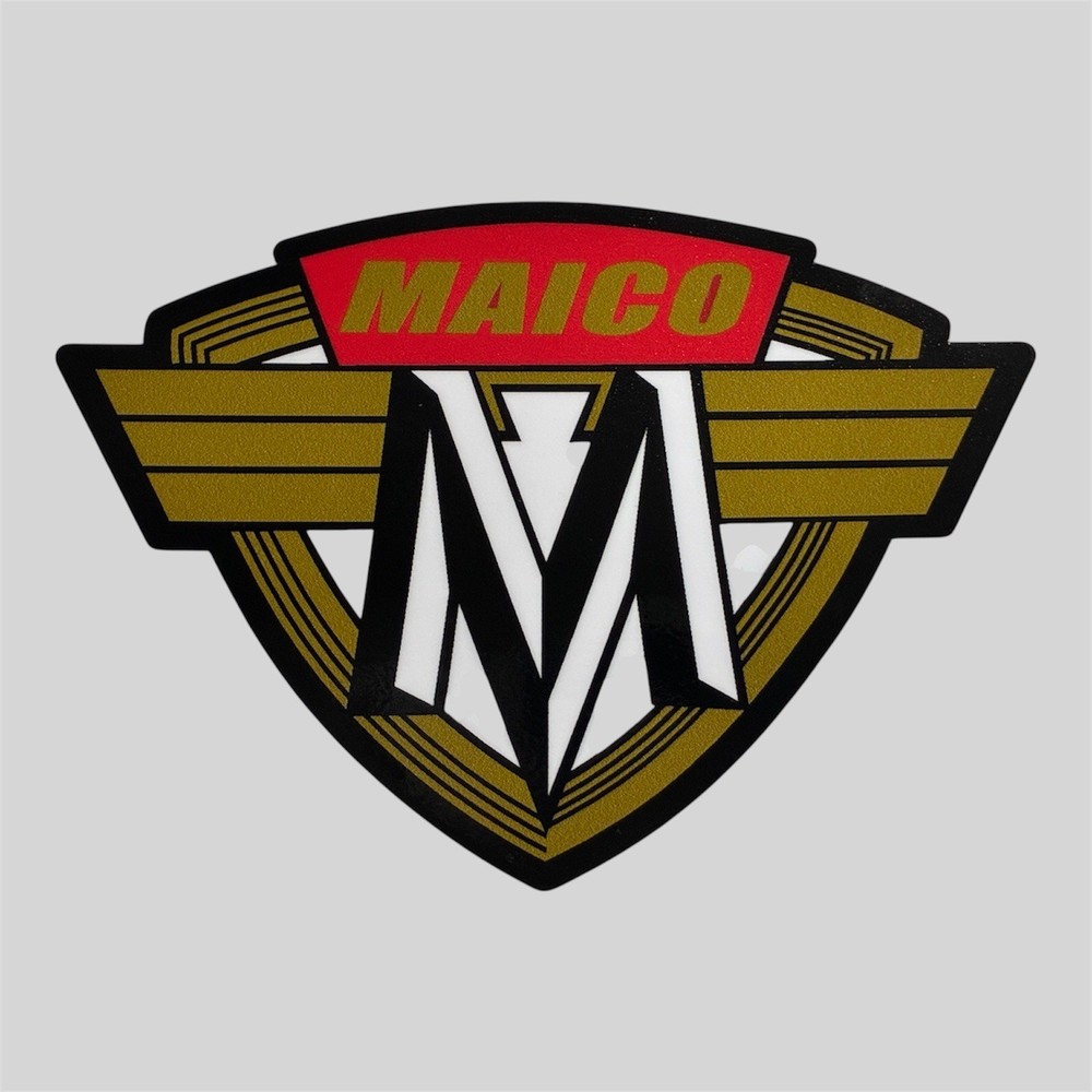 Maico Tank Decal Logo Sticker Black Gold White Red 5″ x 4″ Classic Vintage NEW!!