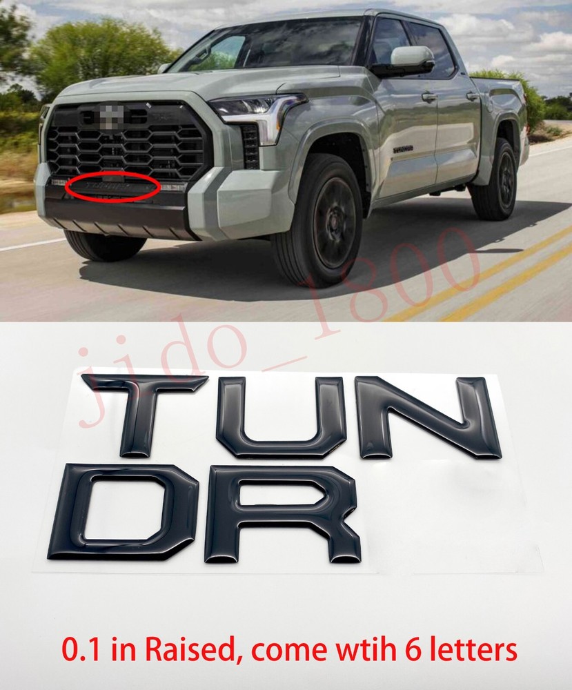 Gloss Black Domed letters compatible with TOYOTA TUNDRA 2022 23 Front insert