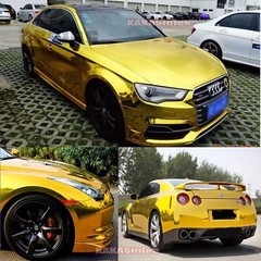 50FT Entire Car Wrap Flat Gold Flexible Mirror Chrome Metal Vinyl PVC Sticker US
