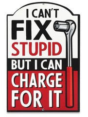 Mechanic Quote Humor – Can’t Fix Stupid Red, Black,White STICKER