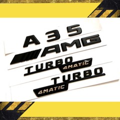 A-Class W177 2018+ Matte black Trunk Emblem Decal Badge AMG/A35/TURBO 4matic