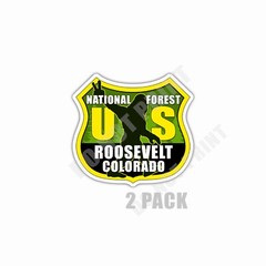 Roosevelt National Forest Colorado Sticker Bigfoot Souvenir Waterproof 2 Pack