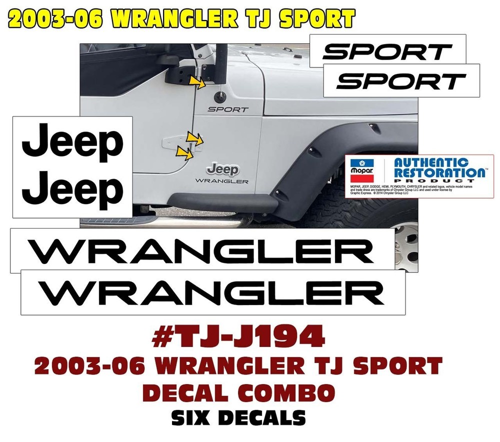 GE-J194 – 2003 2004 2005 2006 JEEP TJ WRANGLER DECAL KIT – COMBO