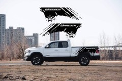 Bed graphics MUD SPLASH. Compatible with Ram Warlock .. Both Sides Decals