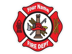4″ Customized Fire Department Maltese Cross Vinyl Decal Outdoor Laminated