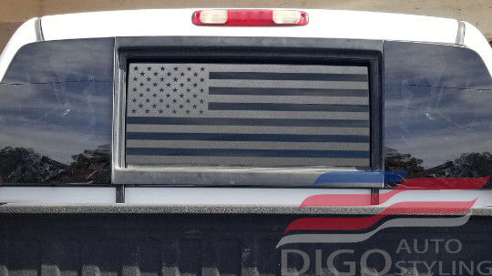 Fits 2004-2015 Nissan Titan(Long Version) Back Window American Flag Decal Sticke