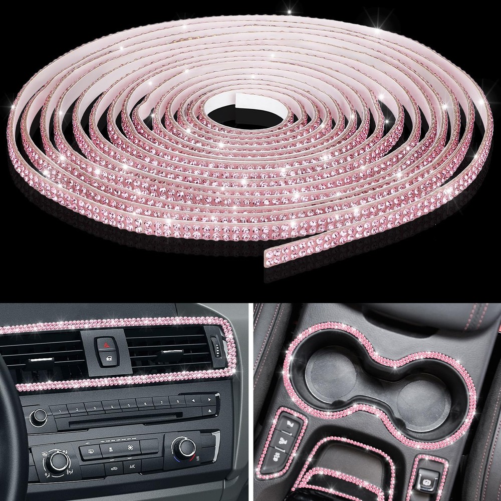 Kingdder 32.8Ft Bling Car Trim Self Adhesive Glitter Crystal 32.8 ft, Pink