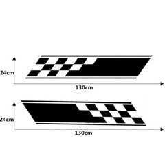 2pcs Racing Plaid Hood Side Door Fender Stripes Decal Stickers for Car Truck SUV