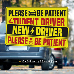 Student Driver Stickers Pack Vinyl Waterproof UV Printed Small Car Decals Set