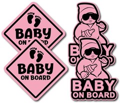 Innovative Stencils Baby On Board Decals Stickers Signs for Car 4 Pack 5″ x 5″