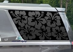 Fits 2015-2020 GMC Yukon Quarter Window Hibiscus Flower Decal Sticker Black