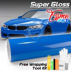 ESSMO PET Super Gloss Sapphire Blue Vehicle Vinyl Wrap Decal Sheet Like Paint