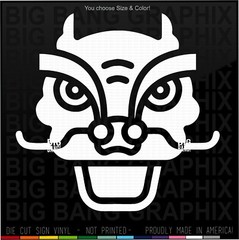 Dragon Dance Head Vinyl Decal Sticker Chinese New Year Good Luck Friendly Nice