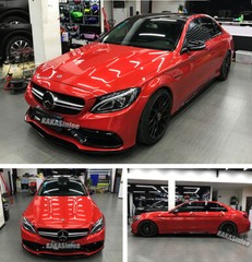 Red Stretch Car Glossy Metallic Vinyl Wrap Pearl Satin Sticker Air Free US