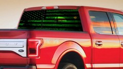 DISTRESSED GREEN AMERICAN FLAG TRUCK BACK WINDOW GRAPHIC PERFORATED VINYL
