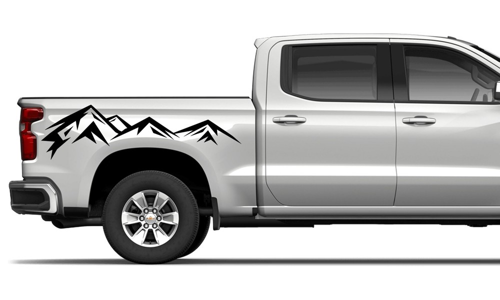 Back side mountains graphics stickers decal compatible with Chevrolet Silverado