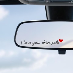 JUSTTOP 4PCS Car Decal,Decorative Rearview Mirror Sticker,I Ily-black&red