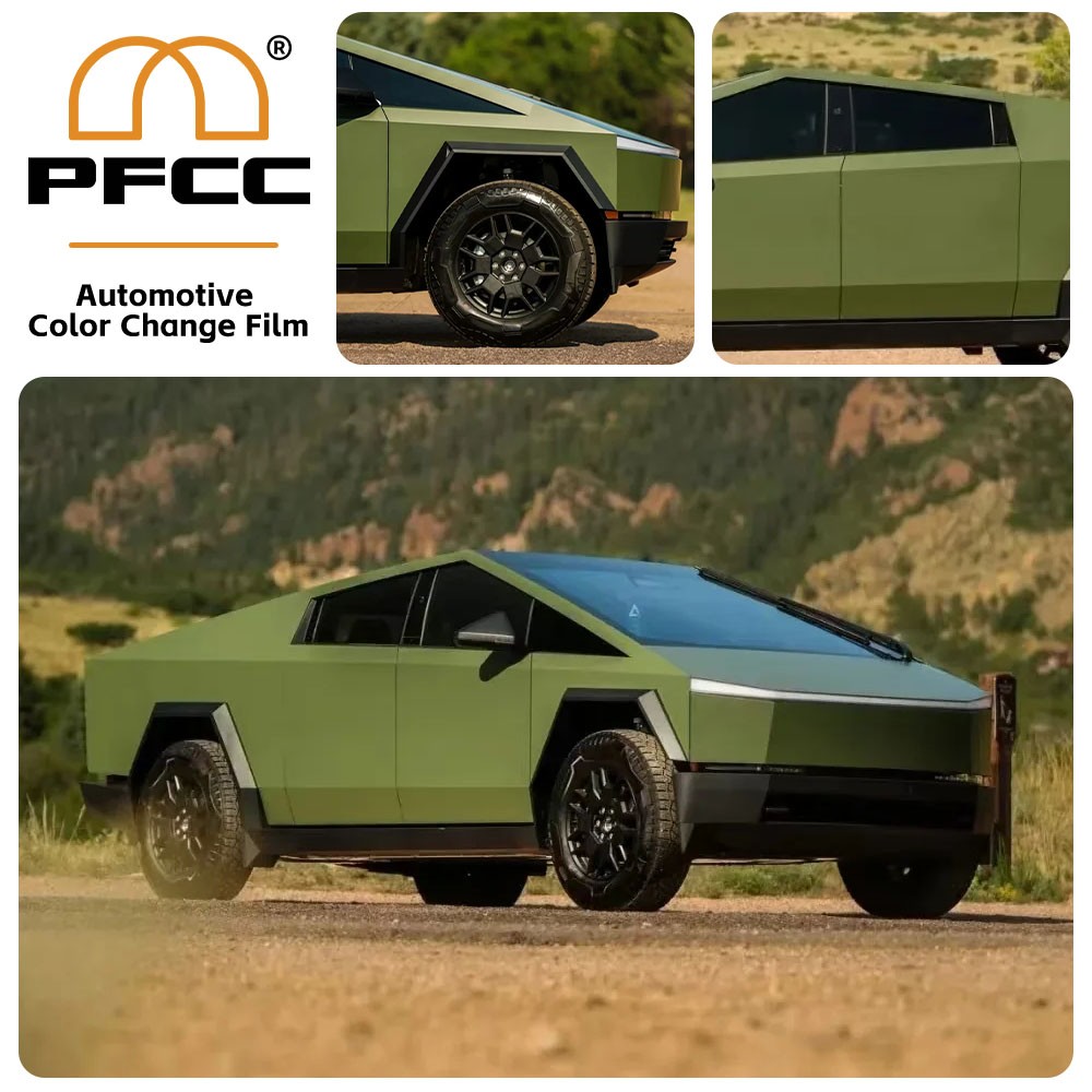 Cybertruck DIY PPF Paint Protection Film Wrap Color Change Matte Military Green