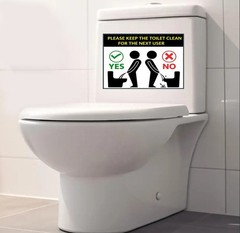 1X Keep The Toilet Clean, Vinyl Waterproof Sticker, Size Approx W 20cm H 13cm