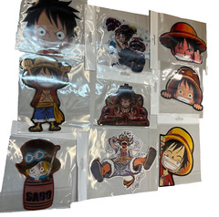 ONE PIECE LUFFY LENTICULAR STICKER LOT OF 9 ANIME LAPTOP CAR DECORATION ~5″