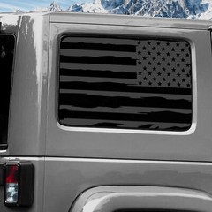 Rear Window Wrap Graphic Decal for Jeep Wrangler 2011-2020 USA FLAG TORN NGREY
