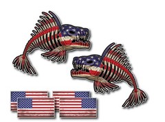 Combo USA Bone Fish Sticker American Flag Fishing Cup Car Window Bumper Decal