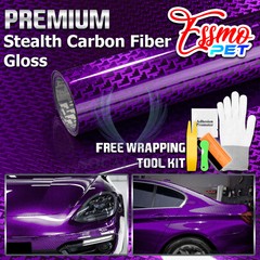 PET Squadron Carbon Fiber Gloss Royal Purple Car Vehicle Vinyl Wrap Decal Sheet