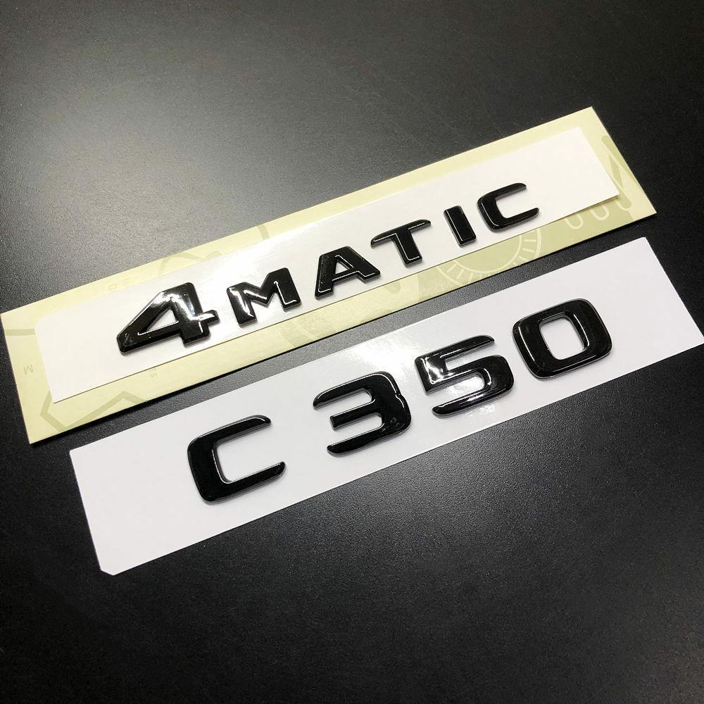 2pcs Letter 4Matic + C350 Gloss Black Car Rear Trunk Lid Emblem Badge 2017-2023