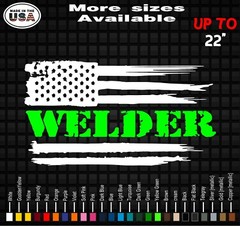 Welder American Flag 2 COLOR Vinyl Decal Sticker | Welder Decals
